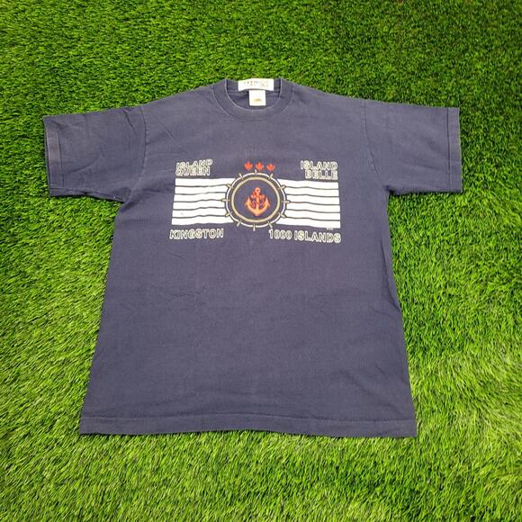 Vintage 90s Fruit-of-the-Loom Shirt Large 21x27 Faded Blue - Picture 1 of 13